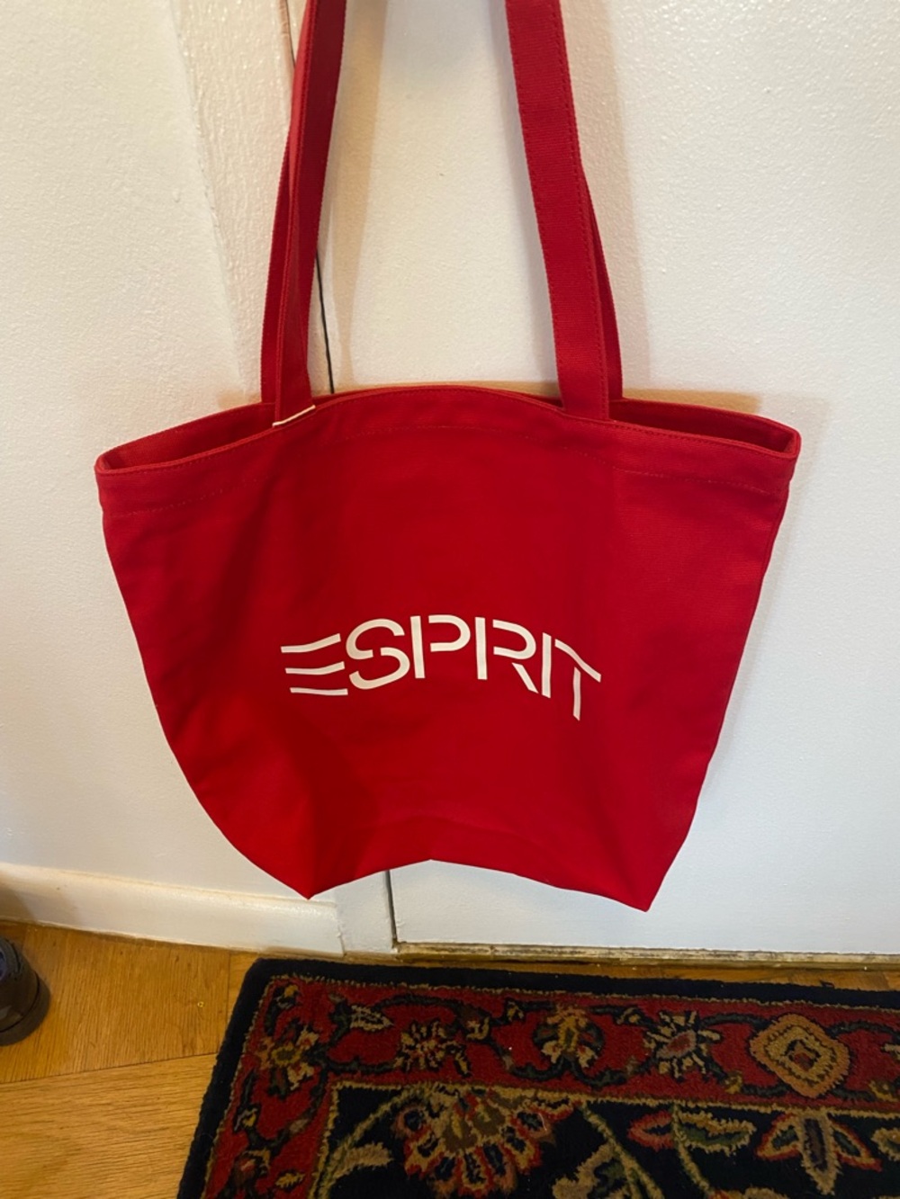 Esprit Red Canvas Tote with White Logo. Rare find.